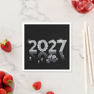 Serviette En Papier 2027 Diamants Brillants Luxe Nouvel An