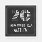 Serviette En Papier 20e anniversaire : Art Déco Inspiré Look "20" + No (Devant)