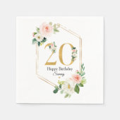 Serviette En Papier 20e anniversaire Blush Pink & Gold Custom (Devant)