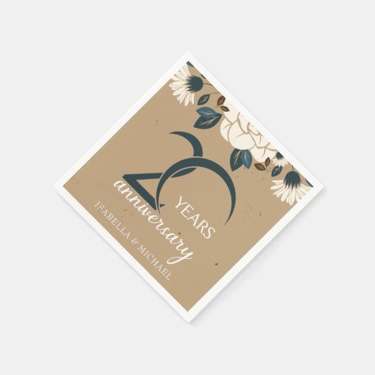 Serviette En Papier 20e anniversaire de Mariage rustique et élégant (Coin)