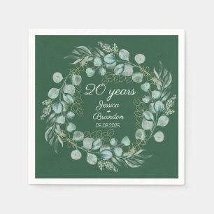 Serviette En Papier 20e anniversaire du Mariage émeraude d'Eucalyptus