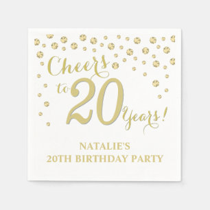 Serviette En Papier 20e anniversaire du White and Gold Diamond Napkin