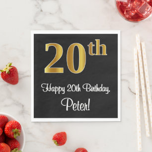 Serviette En Papier 20e anniversaire ~ Elégant Luxueux Faux Gold Look