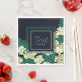 Serviette En Papier 20e anniversaire émeraude vert rose imprimer servi (En situation)