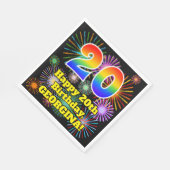 Serviette En Papier 20e anniversaire : Fun Motif Fireworks + Rainbow 2 (Coin)