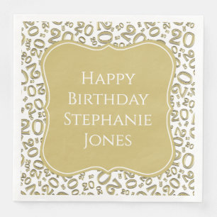 Serviette En Papier 20e anniversaire Gold/White Random Number Motif