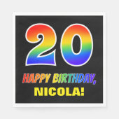 Serviette En Papier 20e anniversaire : Gras, Amusant, Simple, Arc-en-c (Devant)