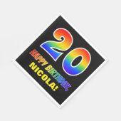 Serviette En Papier 20e anniversaire : Gras, Amusant, Simple, Arc-en-c (Coin)