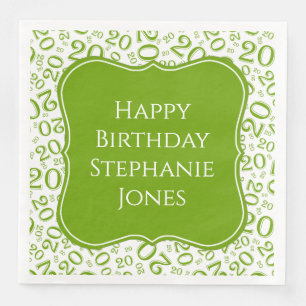 Serviette En Papier 20e anniversaire Green Random Numéro 20 Motif