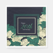 Serviette En Papier 20e anniversaire imprimé rose vert émeraude (Devant)