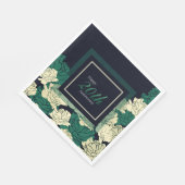 Serviette En Papier 20e anniversaire imprimé rose vert émeraude (Coin)