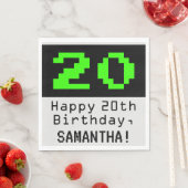Serviette En Papier 20e anniversaire - Nerdy / Geeky Style "20" & Nom (En situation)