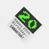 Serviette En Papier 20e anniversaire - Nerdy / Geeky Style "20" & Nom (Coin)