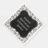 Serviette En Papier 20e anniversaire Noir/Blanc Random Numéro Motif (Coin)