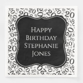 Serviette En Papier 20e anniversaire Noir/Blanc Random Numéro Motif (Devant)