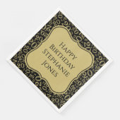 Serviette En Papier 20e anniversaire Noir/Or Random Numéro Motif (Coin)