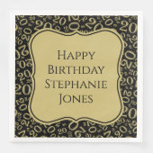 Serviette En Papier 20e anniversaire Noir/Or Random Numéro Motif (Devant)