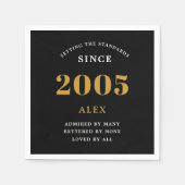 Serviette En Papier 20e anniversaire Nom 2005 Black Gold Elegant Chic (Devant)