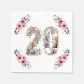 Serviette En Papier 20e anniversaire Photo Collage Fille Rose Fleur Bl (Devant)