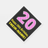 Serviette En Papier 20e anniversaire : Pink Stripes and Hearts "20" +  (Coin)