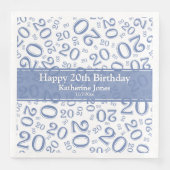 Serviette En Papier 20e anniversaire Random Number Motif Bleu/Blanc (Devant)