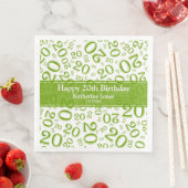 Serviette En Papier 20e anniversaire Random Numéro Motif Vert/Blanc (En situation)