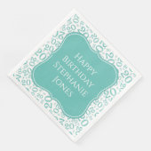 Serviette En Papier 20e anniversaire Turquoise Random Numéro 20 Motif  (Coin)