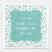 Serviette En Papier 20e anniversaire Turquoise Random Numéro 20 Motif  (Devant)