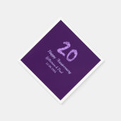 Serviette En Papier 20e heureux anniversaire ajouter nom du couple dat (Coin)