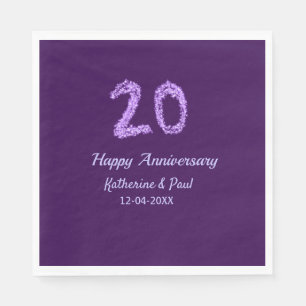 Serviette En Papier 20e heureux anniversaire ajouter nom du couple dat