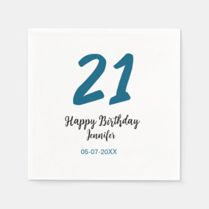 Serviette En Papier 21 ans audacieux lettre bleue simple minimum