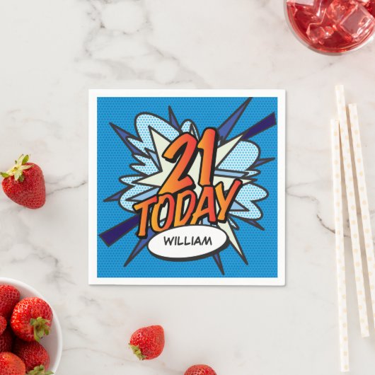 Serviette En Papier 21 AUJOURD'HUI Fun Retro Comic Book (En situation)