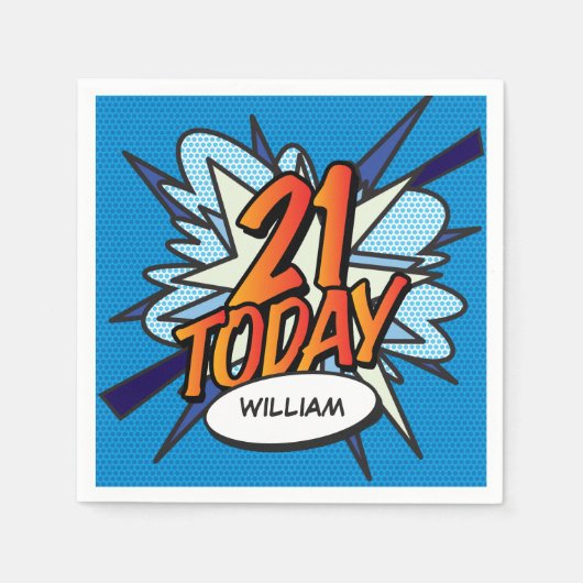 Serviette En Papier 21 AUJOURD'HUI Fun Retro Comic Book (Devant)