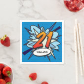 Serviette En Papier 21 Birthday Fun Retro Comic Book (En situation)