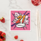 Serviette En Papier 21 Birthday Fun Retro Comic Book (En situation)