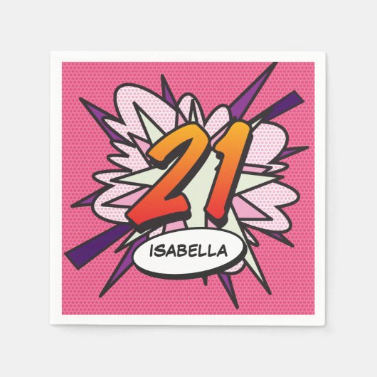 Serviette En Papier 21 Birthday Fun Retro Comic Book (Devant)