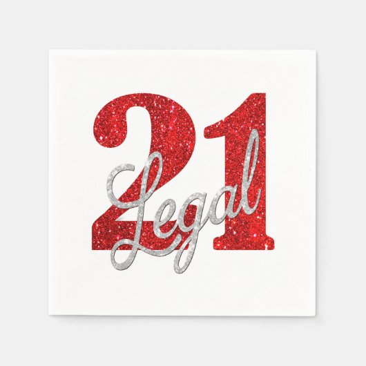 Serviette En Papier 21 et juridique | Parties scintillant Red Faux 21e (Devant)