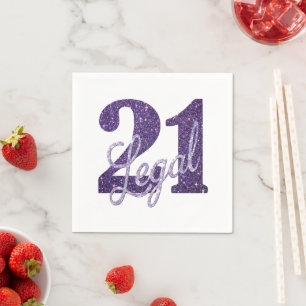 Serviette En Papier 21 et juridique Purple Faux Parties scintillant