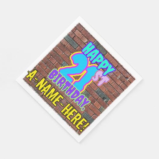 Serviette En Papier 21e anniversaire ~ Amusant, Graffiti urbain inspir (Coin)
