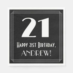 Serviette En Papier 21e anniversaire ~ Art Déco Inspiré "21", Nom