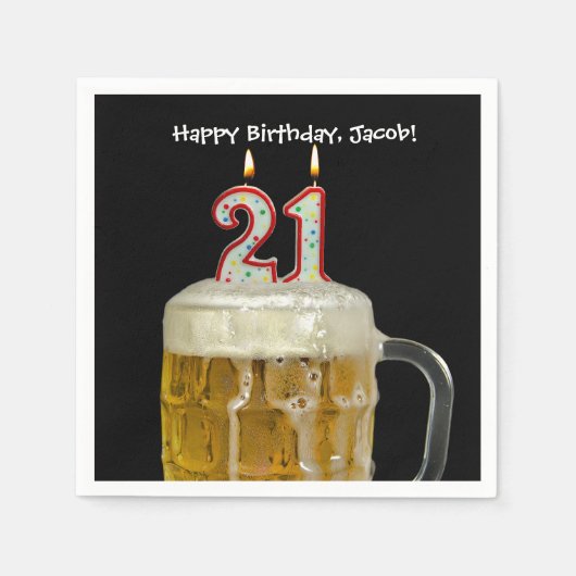 Serviette En Papier 21e anniversaire bière (Devant)