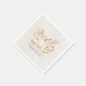 Serviette En Papier 21e Anniversaire Blanc Citrouille Automne Feuilles (Coin)