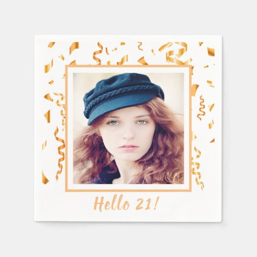 Serviette En Papier 21e anniversaire blanc confetti photo (Devant)