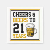 Serviette En Papier 21e anniversaire Cheers & Bières à 21 ans (Devant)