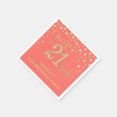 Serviette En Papier 21e anniversaire de fête Diamant blanc et corail (Coin)