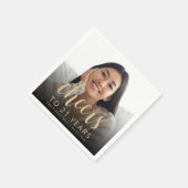 Serviette En Papier 21e anniversaire de fête Photo Gold Script Cheers (Coin)