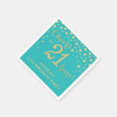 Serviette En Papier 21e anniversaire de fête Turquoise et diamants d'o (Coin)