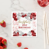 Serviette En Papier 21e Anniversaire de la fête Ballons rouges (En situation)