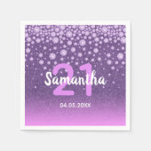 Serviette En Papier 21e anniversaire fausse parties scintillant rose v (Devant)