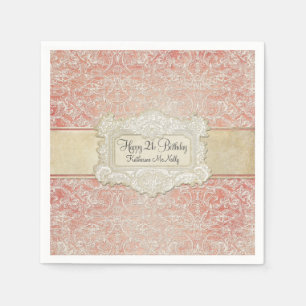 Serviette En Papier 21e Anniversaire Fête Française Régence Vintage De